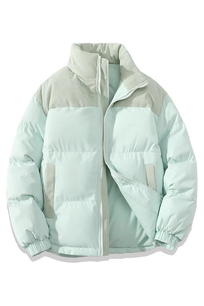Stylish winter stand collar cotton padded jacket for men and women in various colors