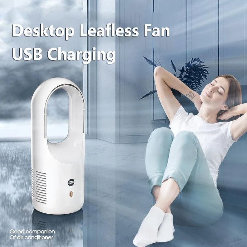 Whisper-quiet cordless desk fan with adjustable 6-speed settings, compact design, and rechargeable USB power