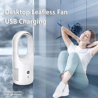 Whisper-quiet cordless desk fan with adjustable 6-speed settings, compact design, and rechargeable USB power
