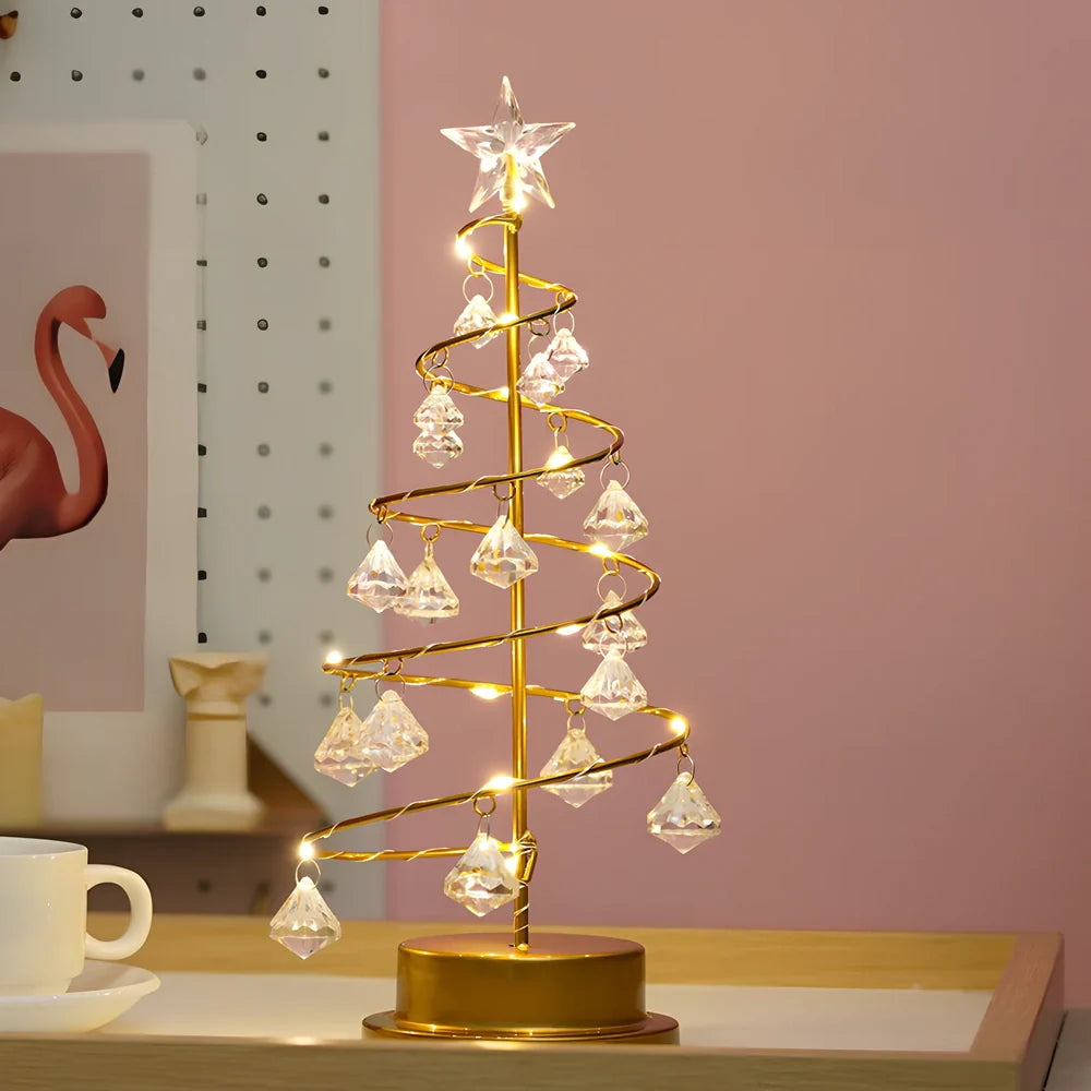 33cm tall crystal Christmas tree LED lights with warm white illumination and battery operation