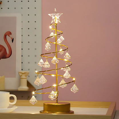 33cm tall crystal Christmas tree LED lights with warm white illumination and battery operation