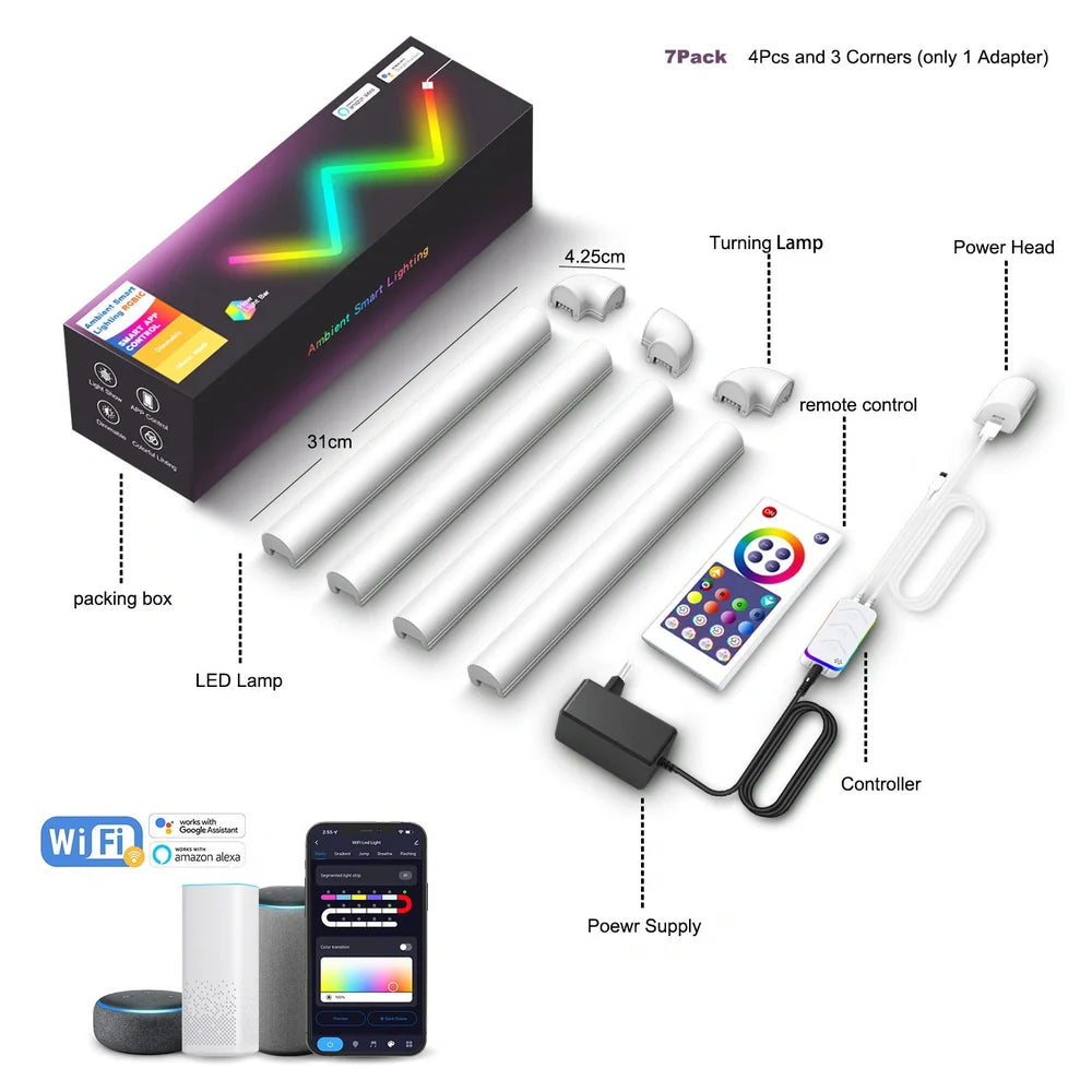 RGB splicing remote control light strip with 30 LED beads per metre for TV background illumination