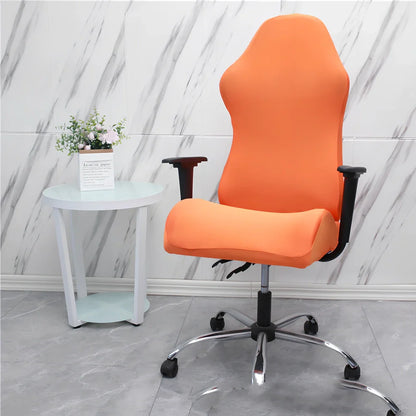 Stretch fabric gaming chair cover in navy blue colour on swivel chair