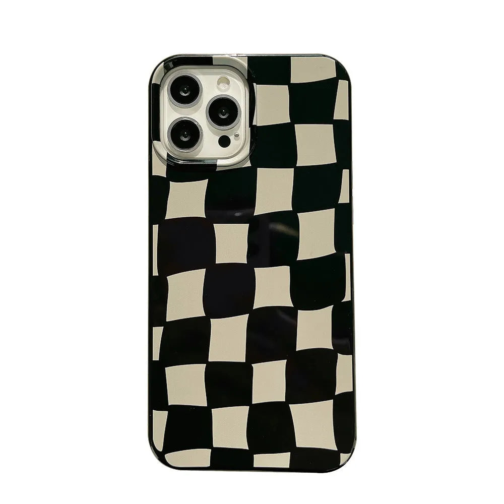 Lattice Case 13 TPU back cover with bright black twisted grid pattern for iPhone models