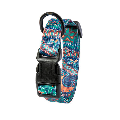 Adjustable dog collar and leash set with Bohemian pattern for dogs 3-27kg