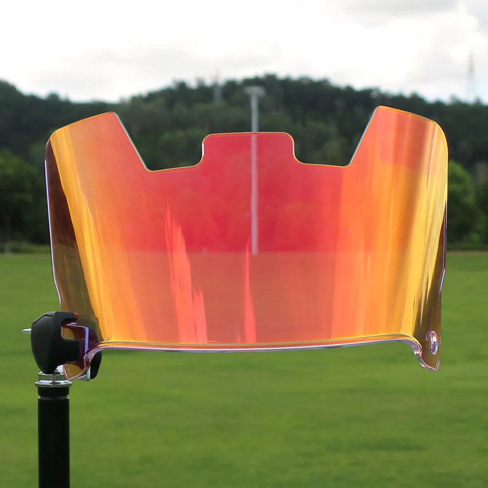 High-strength protective goggles designed for easy installation on an American style rugby helmet, shown in one of 24 available colours.