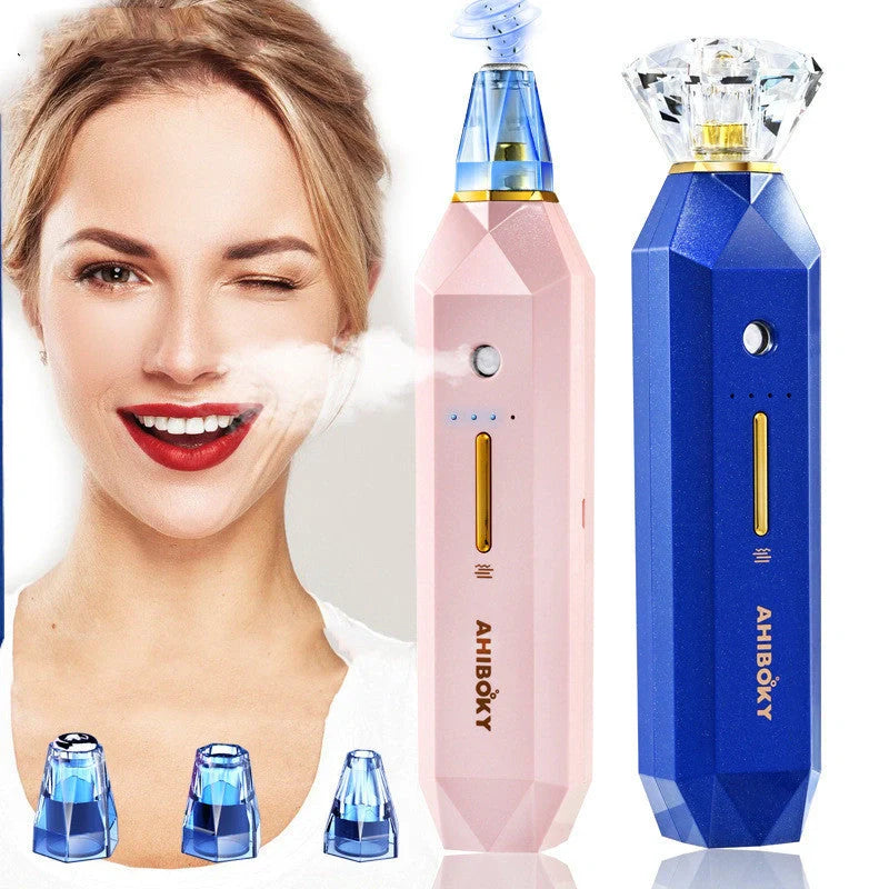 2-in-1 Blackhead Remover Vacuum Pore Cleaner with oxygen injection moisturizing in pink and sapphire blue