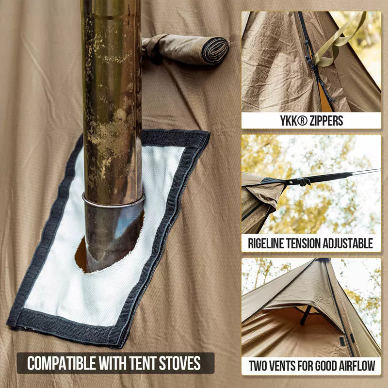 Wilderness Hut Hammock Tent for outdoor camping, accommodates 3-4 people, four-season use