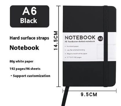 A5 skin feeling PU leather diary with strap closure and horizontal line pages in marble black colour