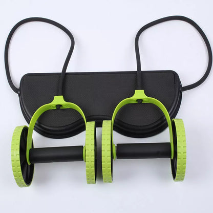 Double-wheeled Abdomen Wheel Pull Rope in green for core workouts