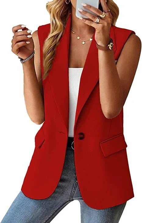 Women's loose fit sleeveless suit vest in various colors