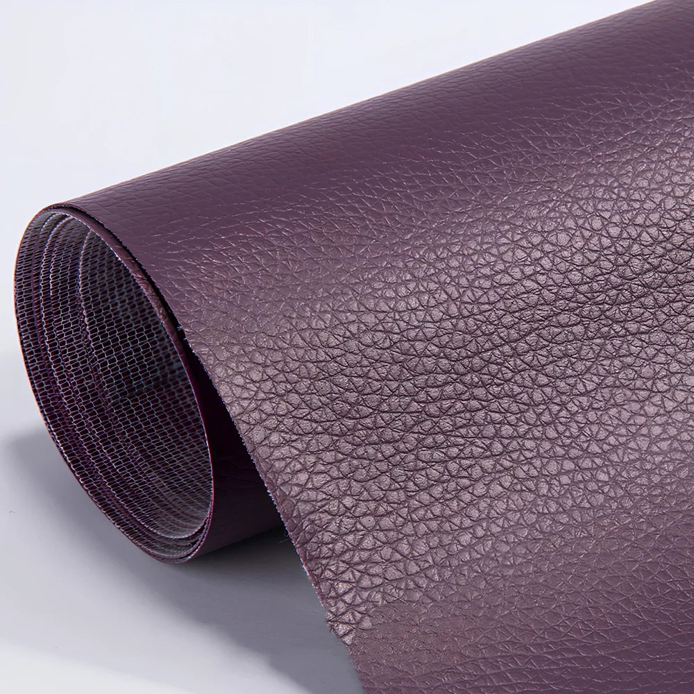 PU leather repair patch measuring 50 by 137 centimetres in dark brown colour with 0.5mm thickness