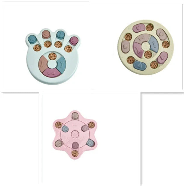 Interactive dog puzzle toy in various colors and styles for small to medium breeds