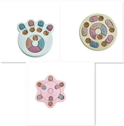 Interactive dog puzzle toy in various colors and styles for small to medium breeds