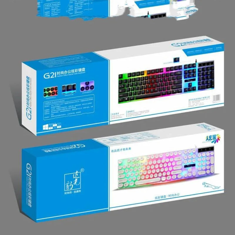 White plastic waterproof gaming keyboard with RGB backlighting and round keycaps