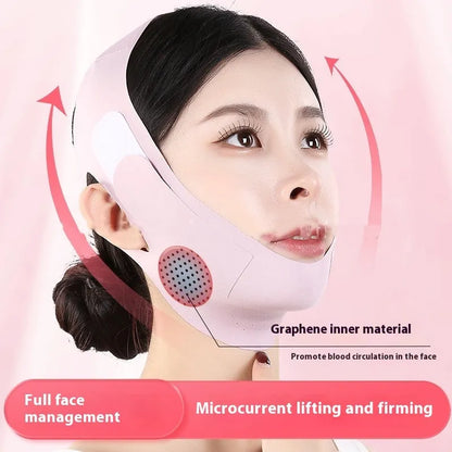 Purple and green V face shaping mask with graphene fabric for facial lifting and tightening