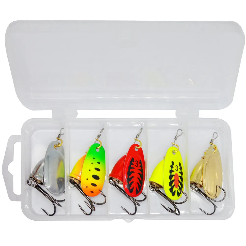 R Composite Rotating Sequins Copper Bell Fishing Lure in multiple metallic colours showing 3# size and construction details
