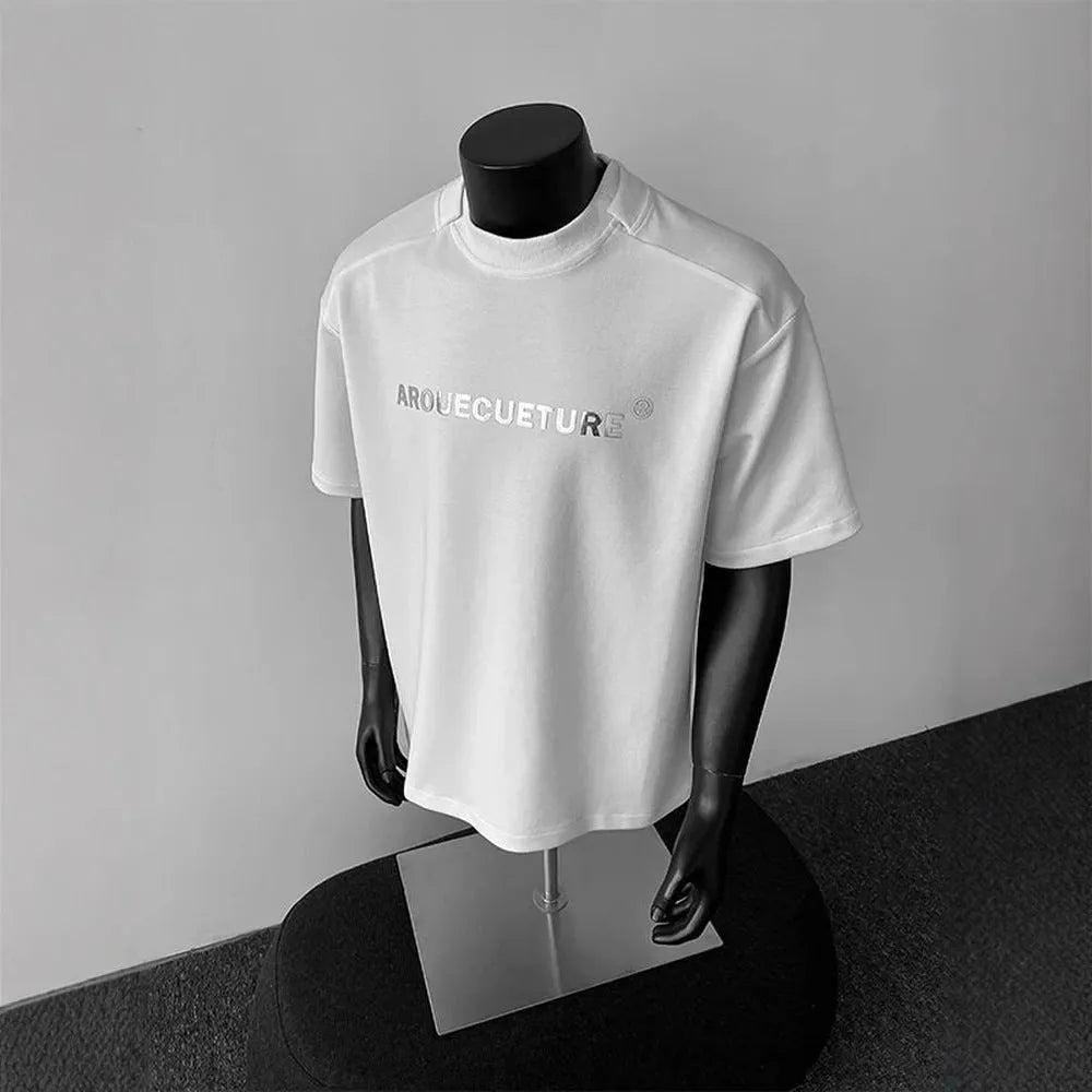 Men's plain cotton short sleeve pullover t-shirt in loose fit casual style
