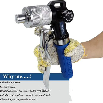 Hydraulic tube expander tool with VG-300 style alloy steel body for flaring copper refrigeration pipes.