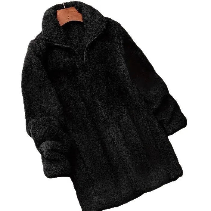Double-sided fleece jacket in black, navy blue, or khaki colour options.