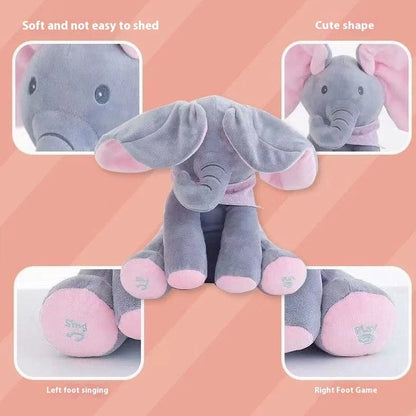 Blue and pink elephant singing plush toys with battery-powered sound function for early education