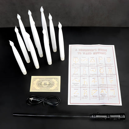 Flameless candles with magic wand remote control showing resin construction and flickering warm light effect