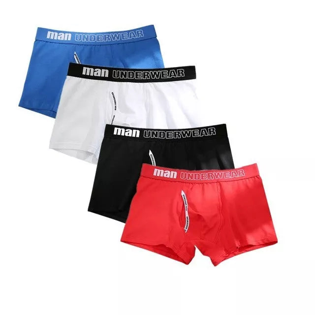 Men's cotton boxer underpants with antibacterial feature in solid colors
