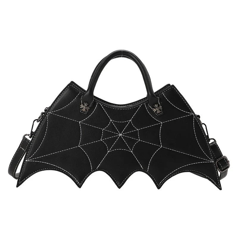 Stylish Halloween spider web crossbody bag in various colors, including black, white, brown, pink, and purple