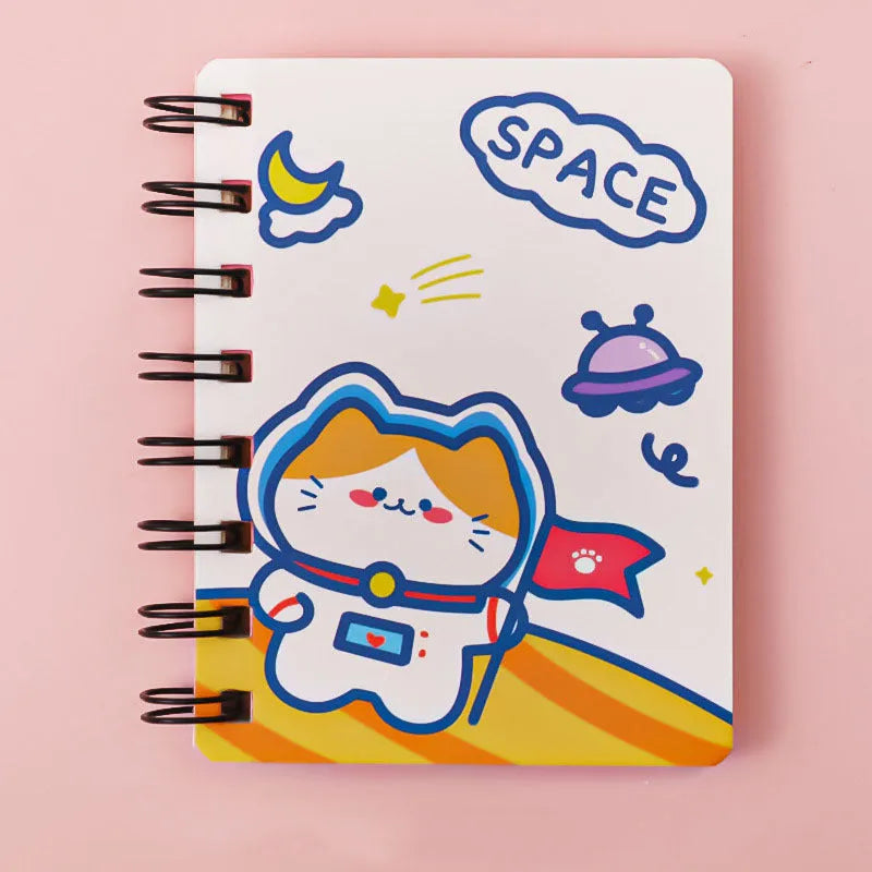 Astronaut Flipped Portable Pocket Notebook showing 10.5cm x 8cm dimensions with space character cover design