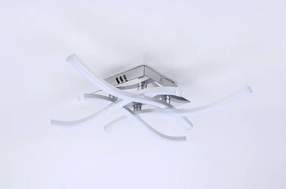 White aluminium ceiling lamp with modern design and LED lighting for room illumination