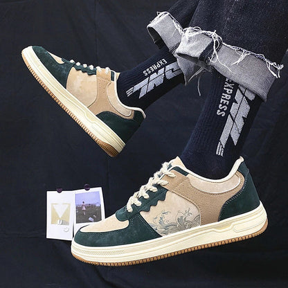 Comfortable lace-up casual shoes for stylish men, featuring a soft, thick sole, breathable design, and trendy color options