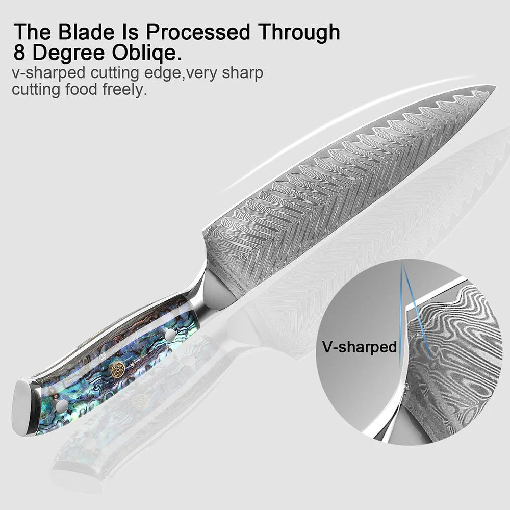 Premium Japanese-Style Santoku Knife Set - 5-Piece Stainless Steel Kitchen Knives for Slicing, Dicing, and Mincing