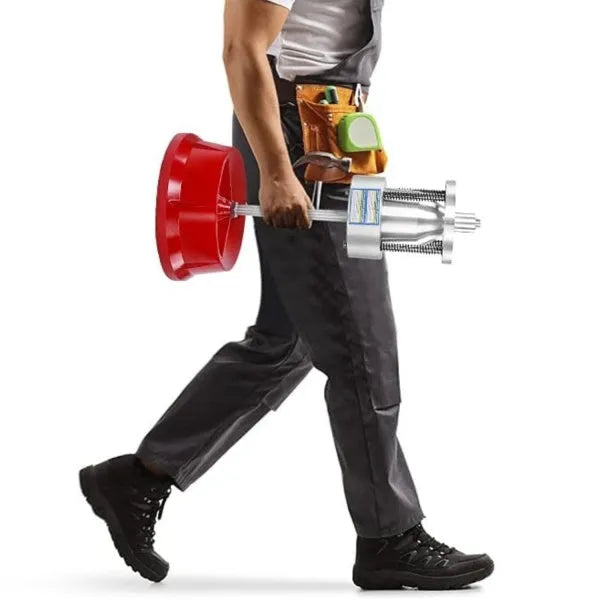 Portable hub balancer with aluminium head, bull's eye level, and 11.5" diameter base for wheel balancing