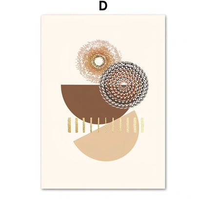 Line Leaves geometric abstract boho painting on canvas with frameless design showing precise dimensions