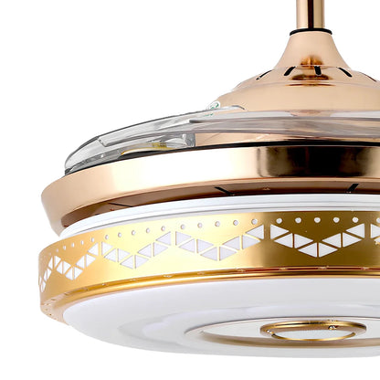 42-inch ceiling fan light with acrylic blades and gold three-tone lighting, remote control