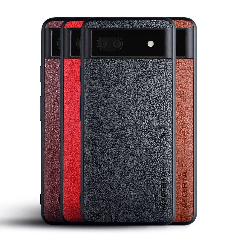 PU lychee skin phone case for Google Pixel 6, 6A and 6 Pro in black, brown, coffee or red