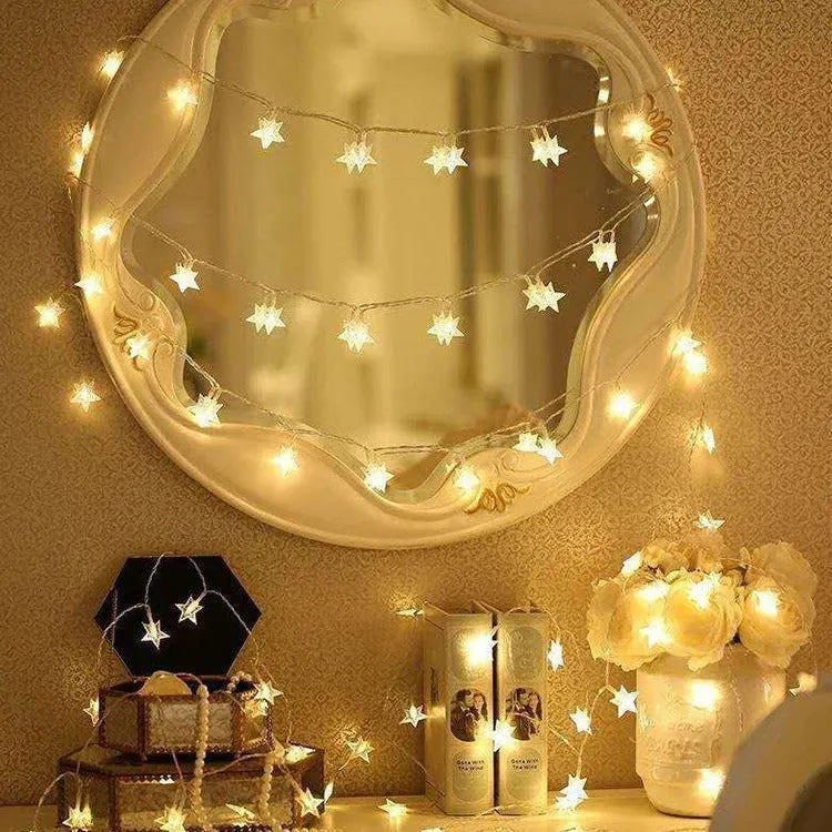 3-metre LED star light string with 20 warm white bulbs in glass shells for indoor and outdoor decoration