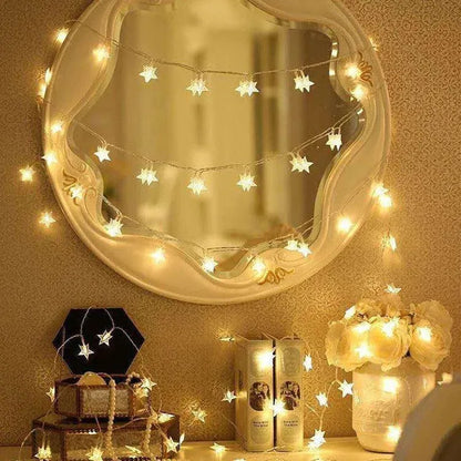 3-metre LED star light string with 20 warm white bulbs in glass shells for indoor and outdoor decoration