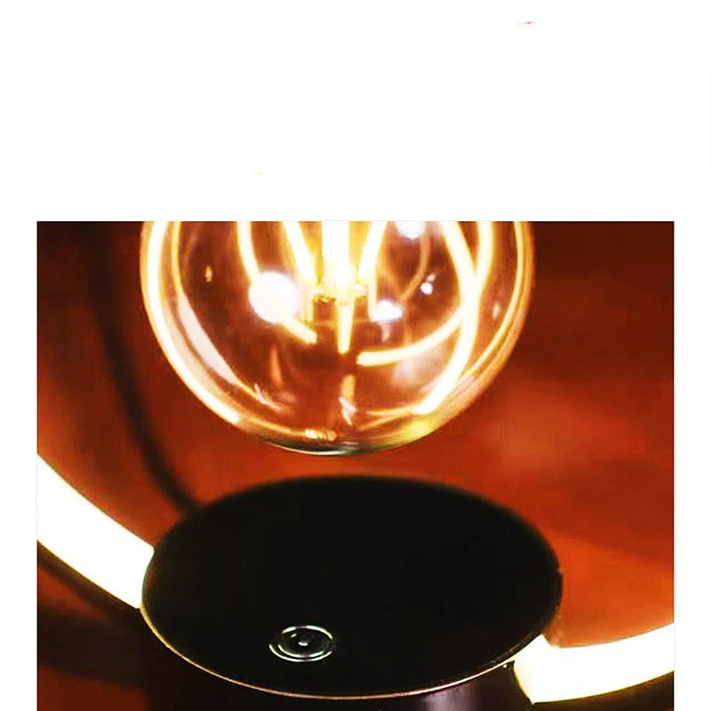 Magnetic Levitation Bulb Retro Bedside LED Night Light with black metal shade