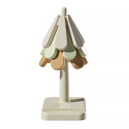 Tree-shaped silicone trivet set for heat protection on kitchen countertops