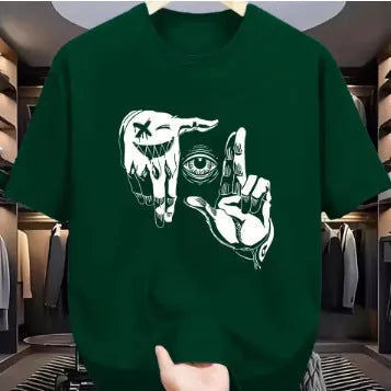 Men's cartoon print t-shirt in polyester bird eye cloth with short sleeves