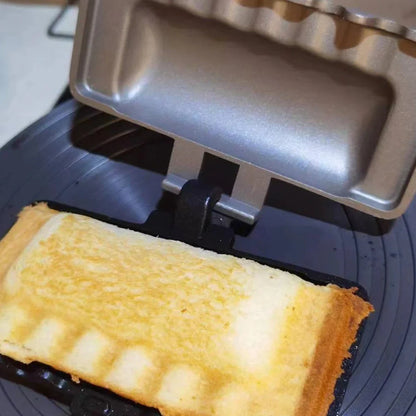 Silver grey aluminium sandwich baking tray with rectangular Korean design measuring 12.8x21.6cm