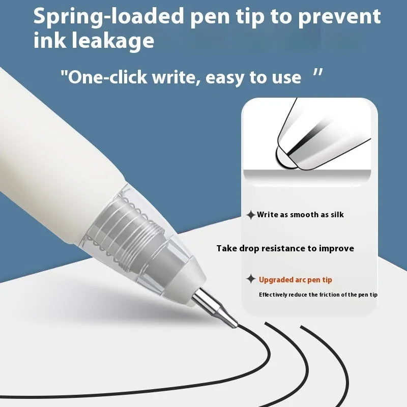 One Second Quick-drying Refill Neutral Push Bullet in black, red, blue, and ink blue colours with 500m writing length
