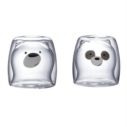 Double layer panda skull wine cup with Christmas tree design inside
