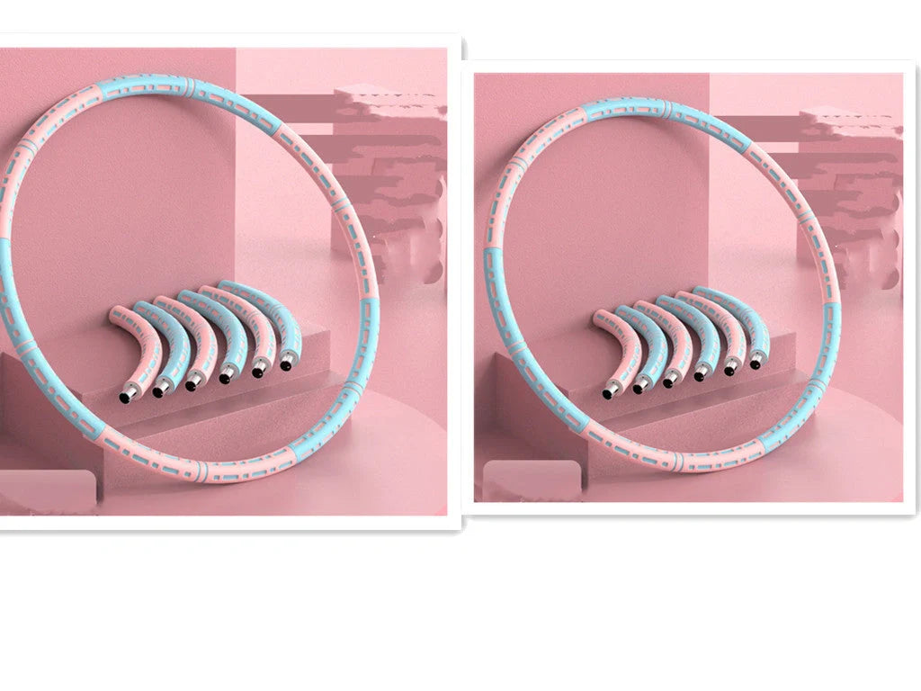 Adjustable Fitness Hoop in blue and white for waist and hip training