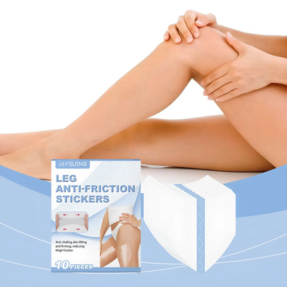 Pack of 10 leg anti-wear adhesive patches for preventing thigh chafing.