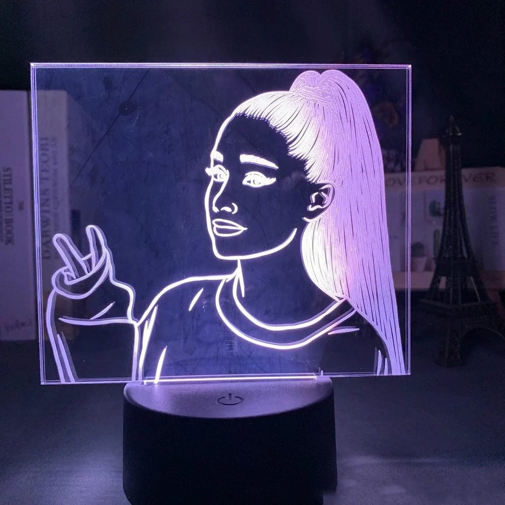 Acrylic 3D night light in European style with 200x150mm shade, remote for 16 colours, black base, LED illuminated