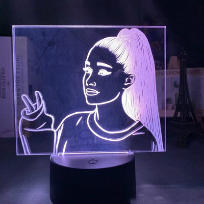 Acrylic 3D night light in European style with 200x150mm shade, remote for 16 colours, black base, LED illuminated