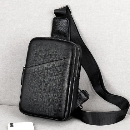 Men's genuine leather crossbody shoulder bag in urban simplicity design with breathable construction
