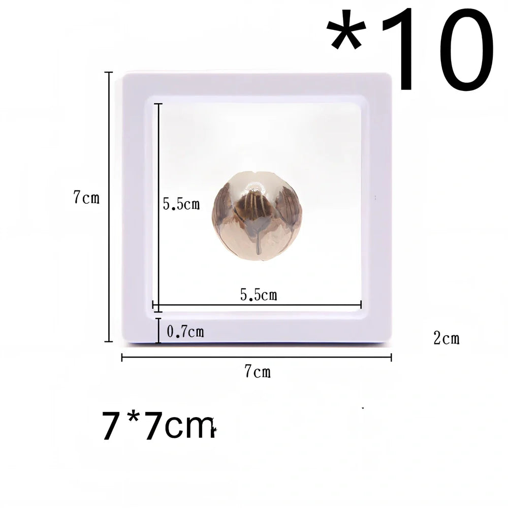 Black 11x11cm suspended 3D floating display frame holder with square base for coins and gems